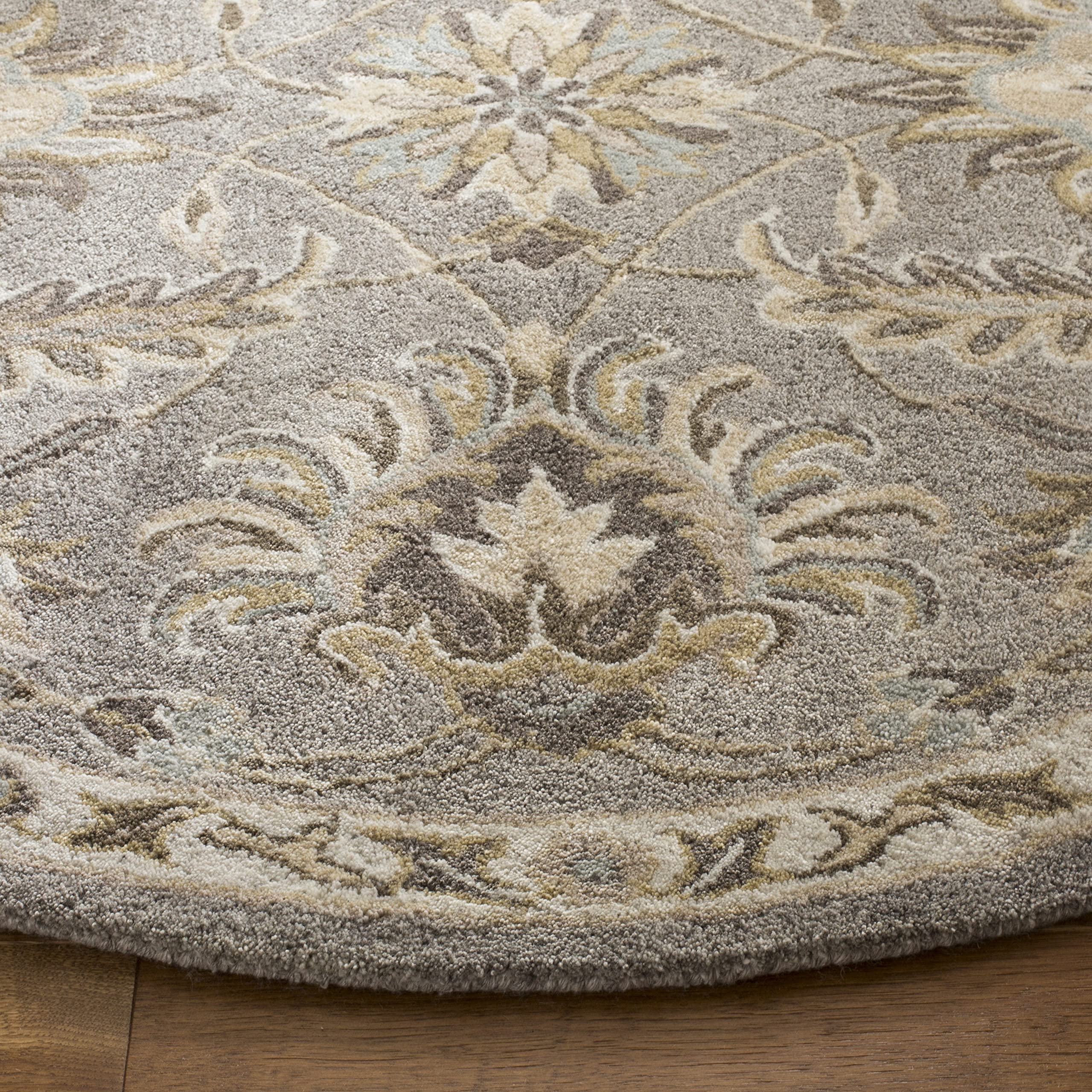 SAFAVIEH Bella Collection 5' Round Grey/Multi BEL924B Handmade Premium Viscose Area Rug - Soft Boho Chic Rug for Living Room, Bedroom & Nursery Decor