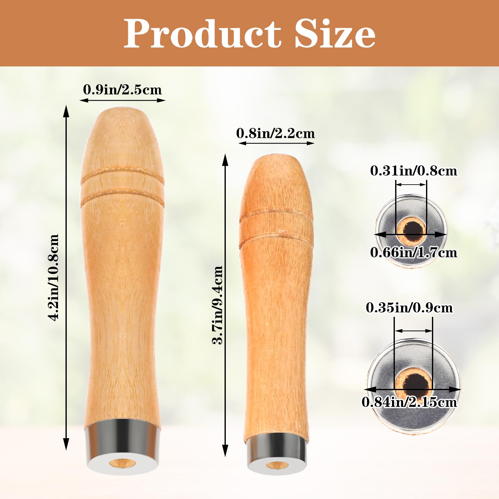 12-Piece Wooden File Handle Set with Metal Collars - Round Hole Small Handles for Metal Files, Hand Drills & Screwdrivers - Perfect for DIY Projects, Woodworking & Metalworking Tools