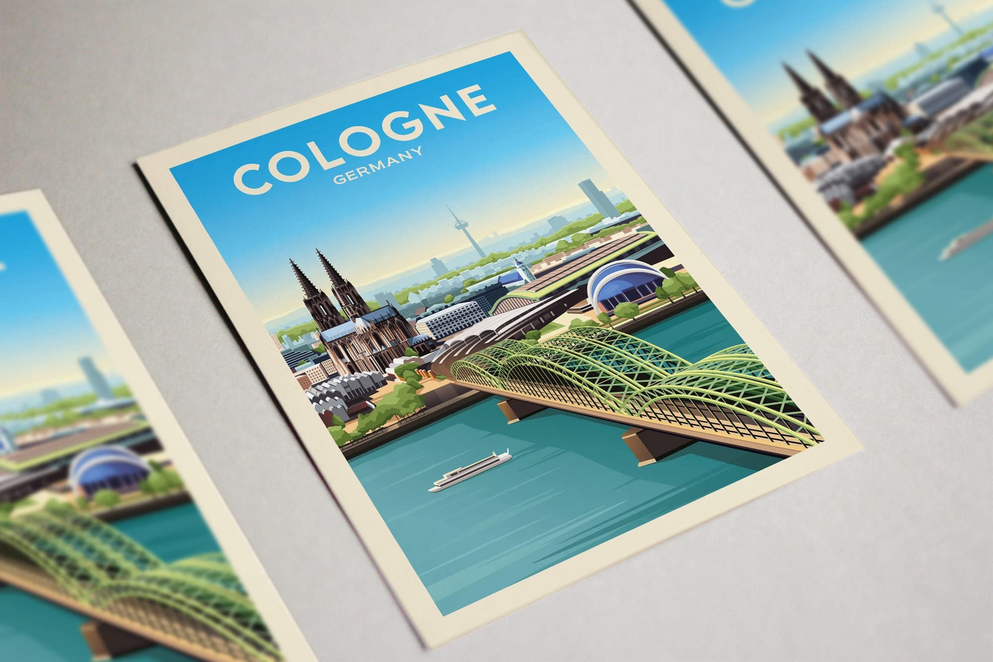 Germany Travel Print - Cologne Hohenzollern Bridge Poster, Cologne Illustration Wall Art for Home & Office Decor | Perfect Gift for Travel Lovers & Germany Enthusiasts