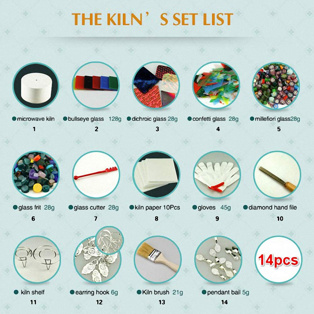 14-Piece Extra Large Microwave Kiln Set for Glass Fusing, Ceramic & Jewelry Making - DIY Arts & Crafts Kit for Home Studio, Classroom & Professional Use