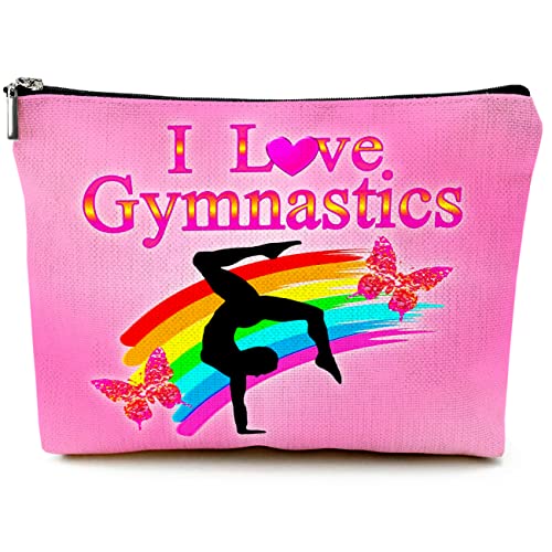 Pink I Love Gymnastics Makeup Bags