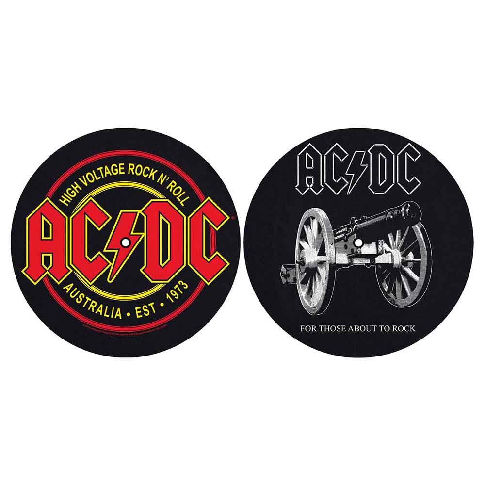 AC/DC Slipmat 2 Pack - For Those About To Rock & High Voltage Vinyl Record Player Accessories | Perfect for DJs & Music Enthusiasts