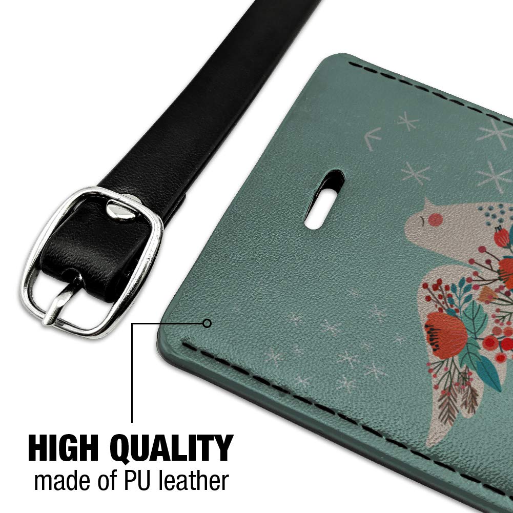 Christmas Peace Dove Rectangle Leather Luggage Tag - Durable Carry-On ID Tag for Suitcases & Travel Bags | Perfect for Holiday Travel, Business Trips & Vacation Identification