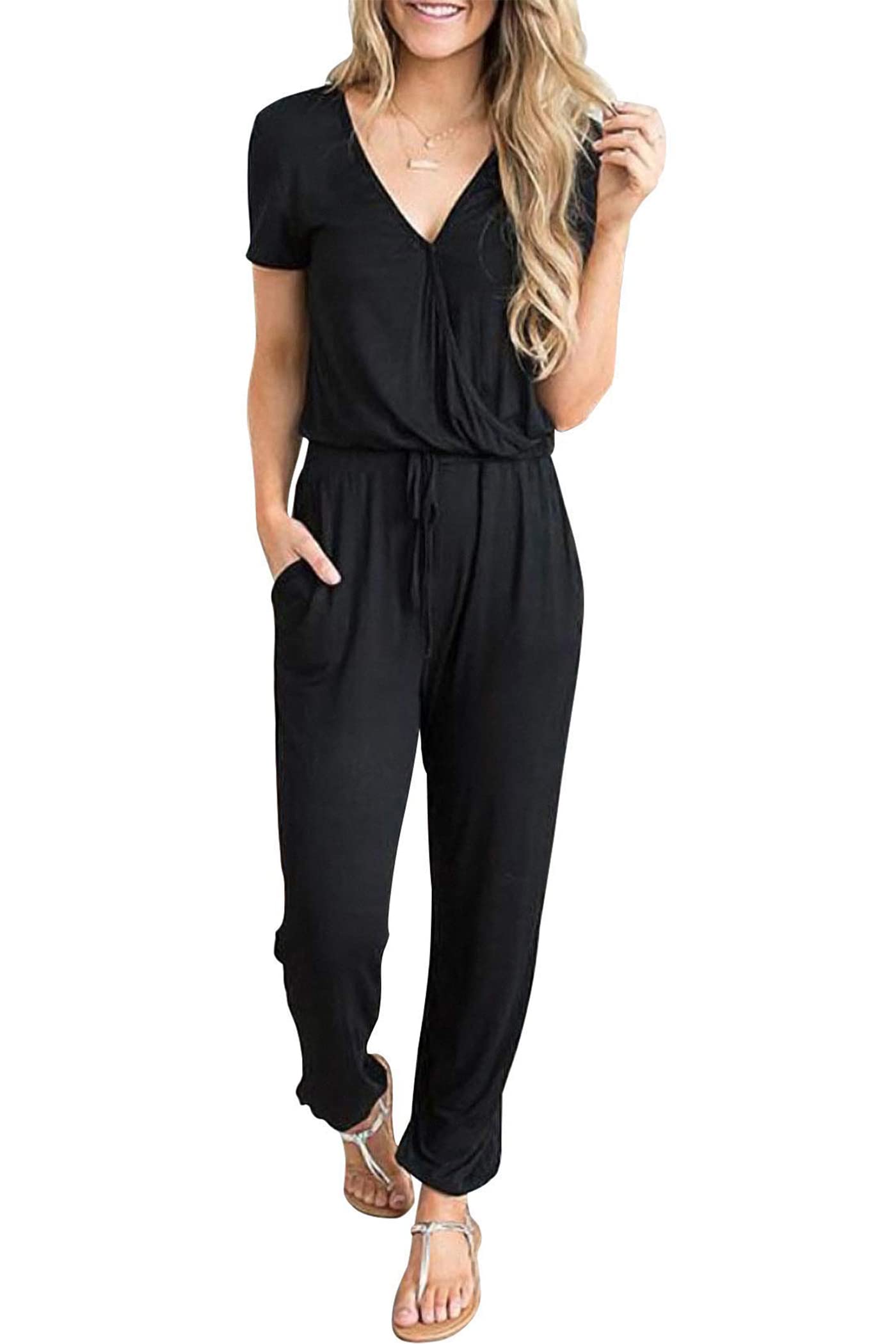 PRETTYGARDEN Women's Jumpsuits - 2025 Spring Summer Casual & Dressy Short Sleeve Romper for Travel, Vacation & Airport Outfits | Perfect for Beach Trips, Weekend Getaways & Summer Parties