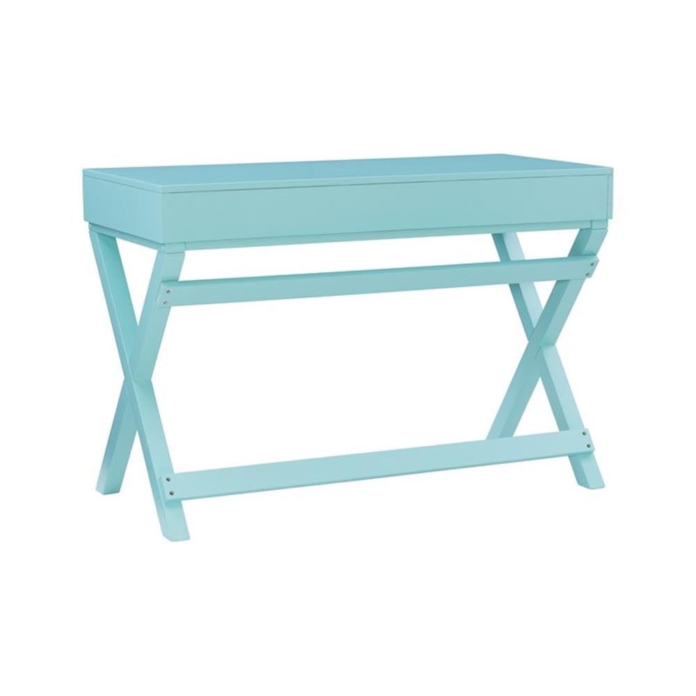 Linon Peggy Wood Two Drawer Writing Desk in Blue - Compact Home Office Desk for Small Spaces, Study & Work from Home (Blue Finish)