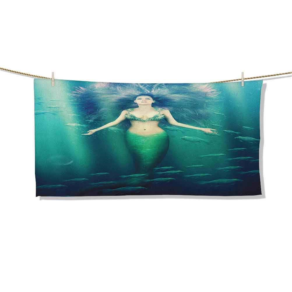 Premium Microfiber Beach Towel - Sand Resistant, Ultra Quick Dry & Compact Travel Towel | Magical Mermaid Underwater World Design (27