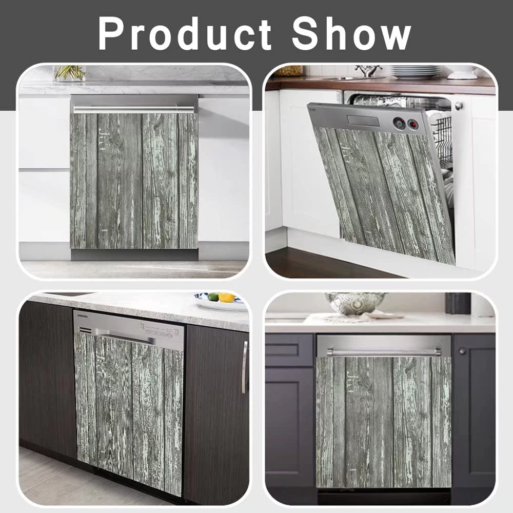 Rustic Wood Grey Magnetic Sticker for Kitchen Door - 23