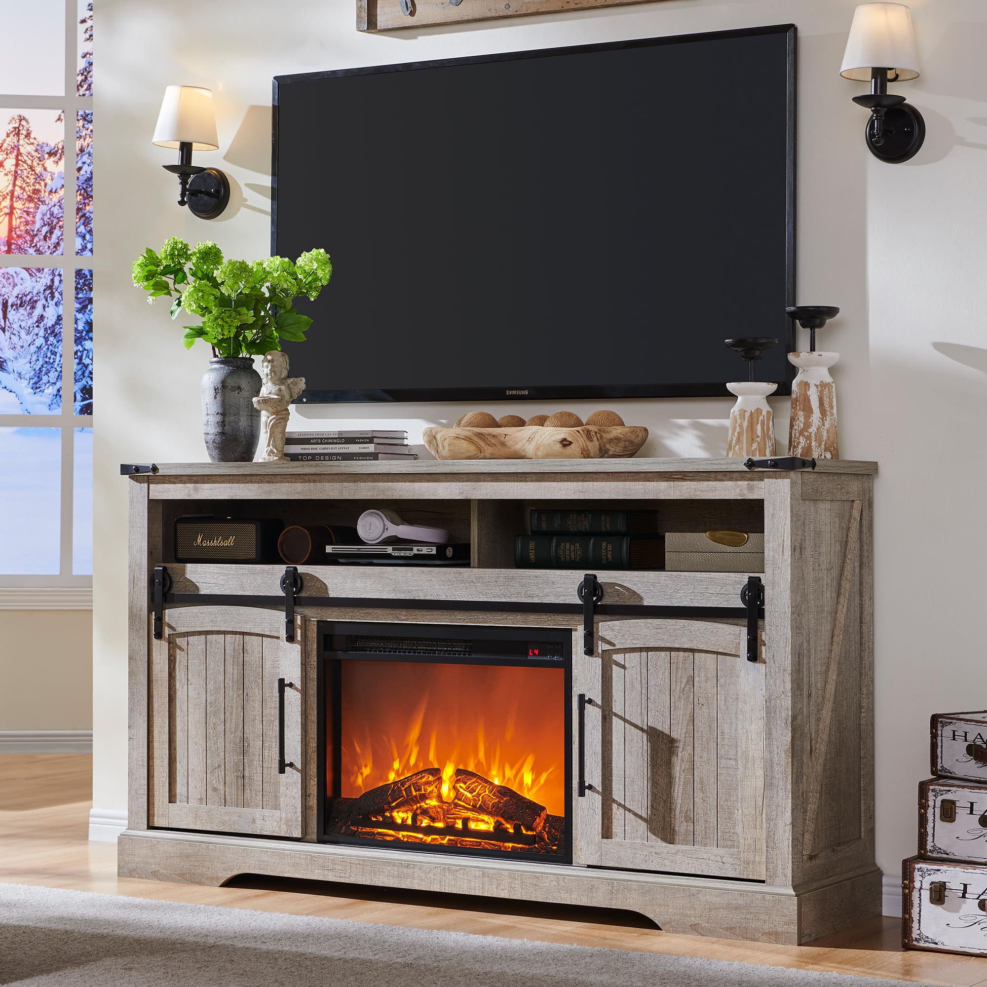 Farmhouse TV Stand for 70+ Inch TV - 33