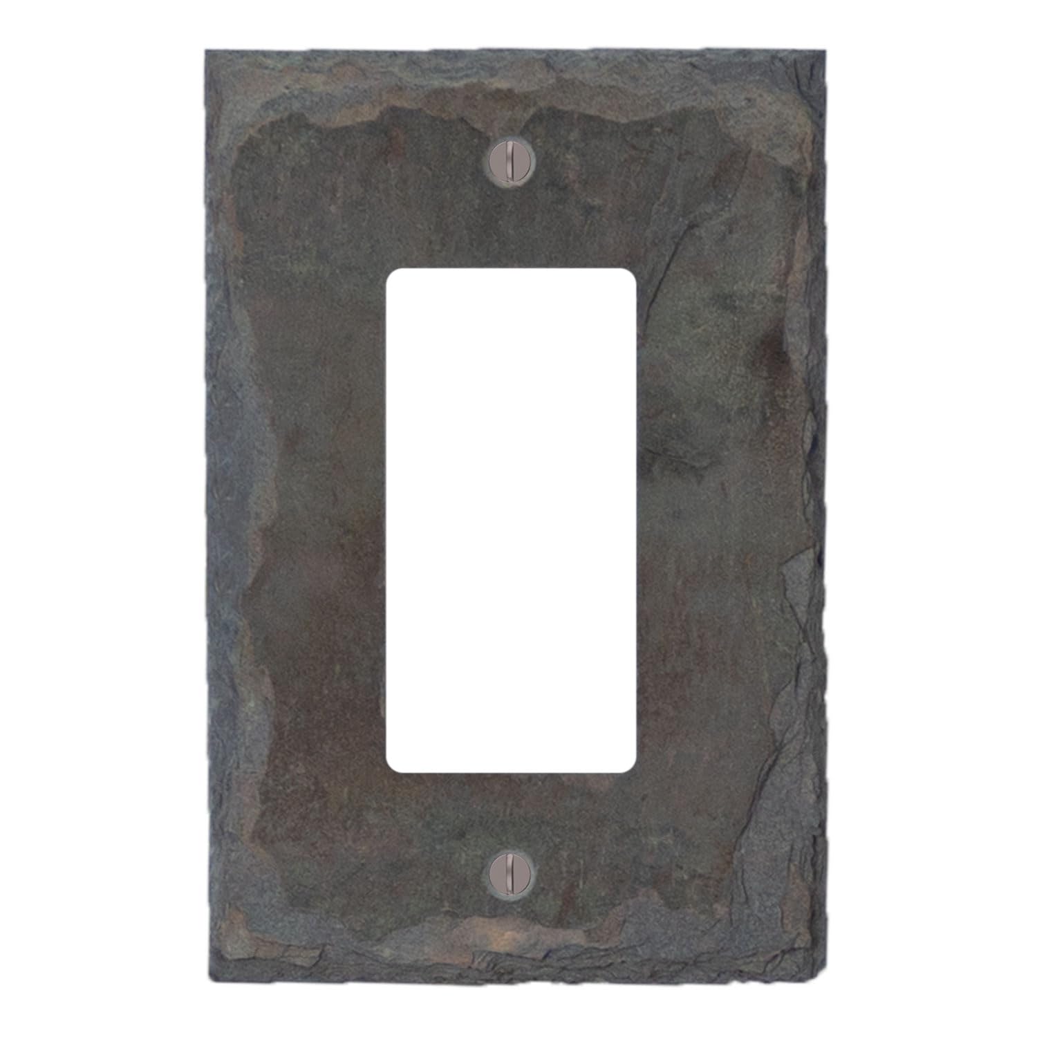 Decorative Recycled Vermont Slate Electrical Switch Plate Outlet Wall Plate - 1 Gang GFCI Rocker, Decora Single Light Switch Cover (3.25” W x 5” H) - Perfect for Home Renovation & Interior Design Projects