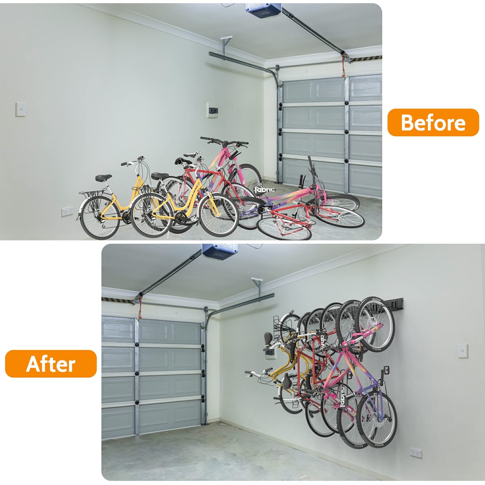 Vertical Bike Hooks for Garage Wall - Heavy Duty 6 Bike Storage Rack Saves Space, Holds Up to 300 lbs (Pack of 3) - Perfect for Organizing Bikes in Small Spaces & Garages