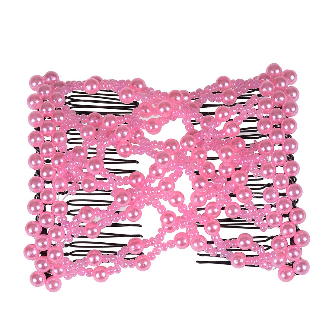 Ruihfas Delicate Pearl Hair Clips for Women & Girls - Stretch Beaded Double Prong Hairpins, Pink Hair Jewelry - Perfect for Weddings, Parties & Everyday Elegance