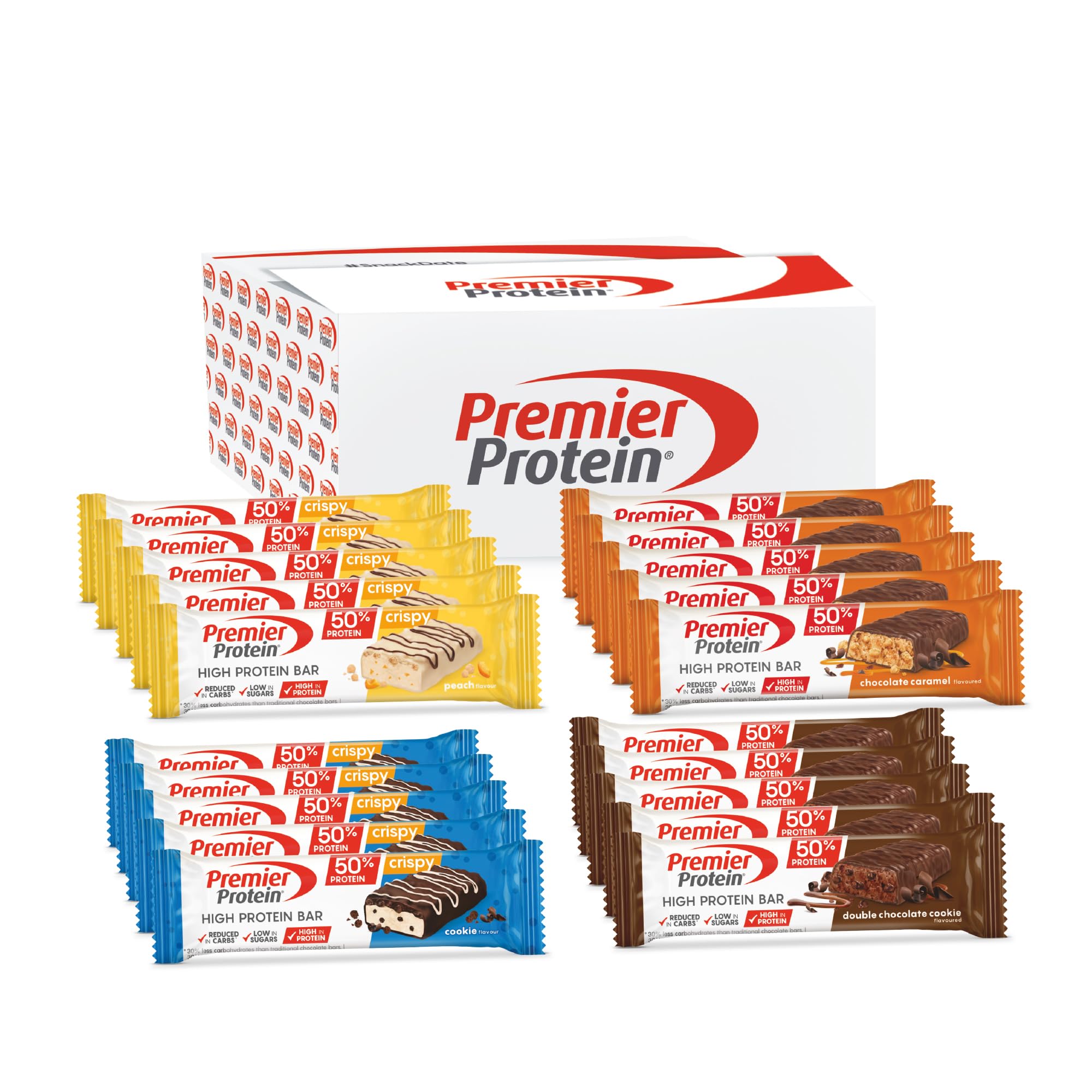 Premier Protein High Protein Bar - 50% More Protein, Low Sugar & Low Carb - Variety Pack (20x40g) - Ideal for Post-Workout Recovery, Keto Diet & Healthy Snacking On-The-Go