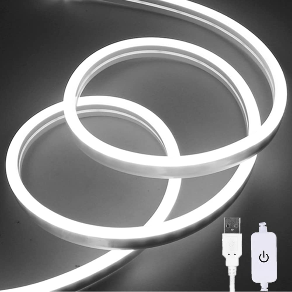 6.56ft USB LED Strip Lights - Waterproof Flexible Neon Tape Lights with Switch for Bedroom, Home Decor, Party, Indoors & Outdoors - Perfect for Accent Lighting, DIY Projects, and Holiday Decorations