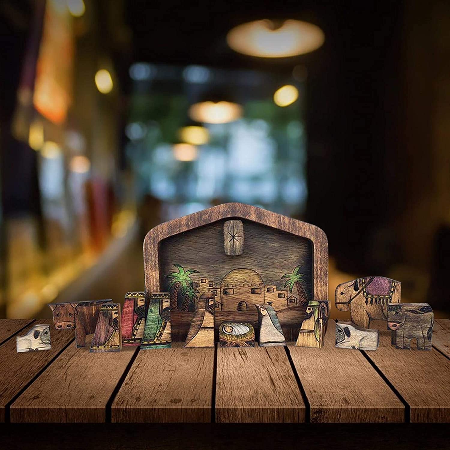 Handcrafted Wooden Nativity Puzzle - Jesus Puzzle Statue with Pyrography Design, Religious Jigsaw Puzzle for Adults & Kids, Christmas Home Decor, Unique Birthday Gift (7.9