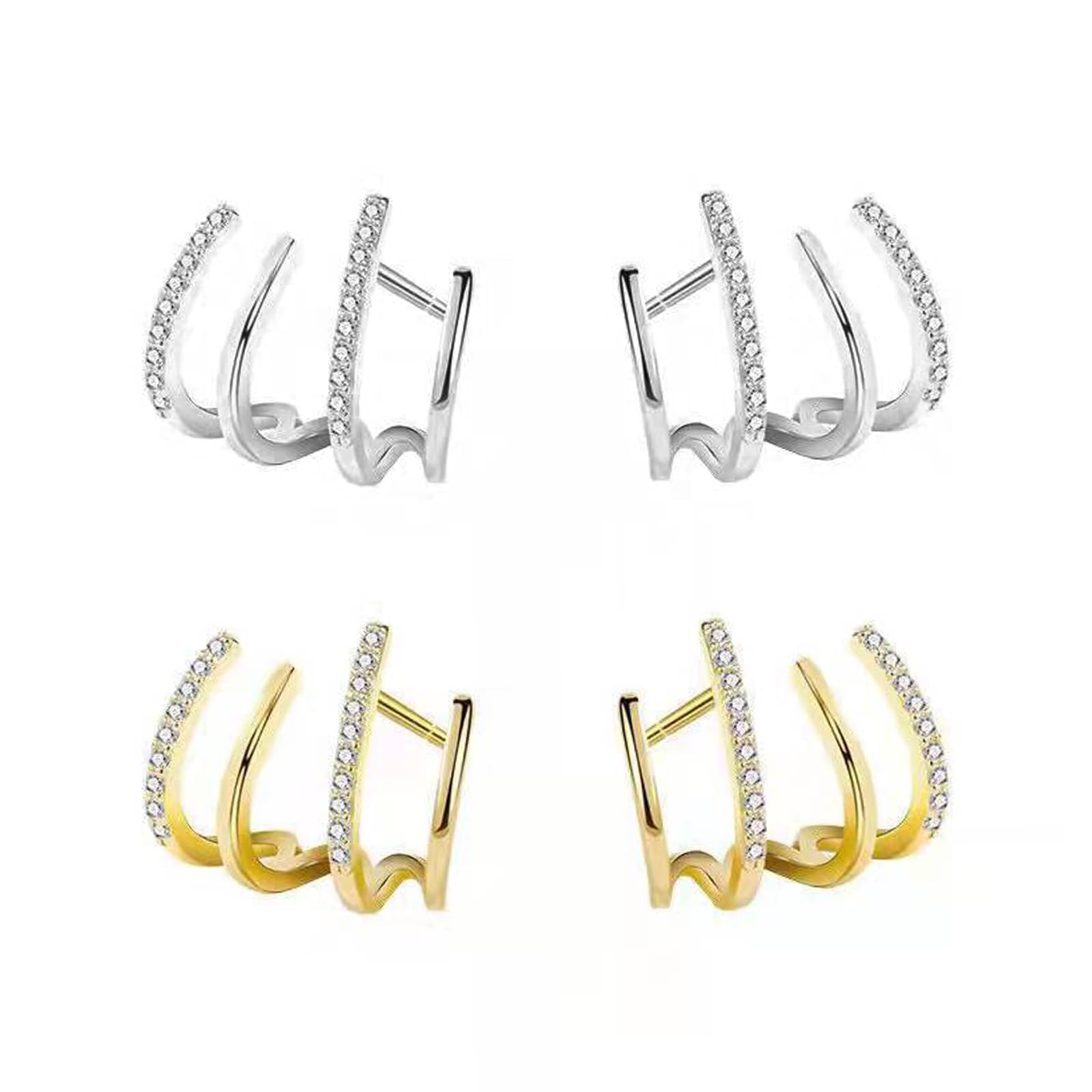 Zircon Claw Earrings for Women - Elegant Stud Ear Cuffs & Half Hoop Earrings | Perfect for Parties, Weddings & Everyday Wear