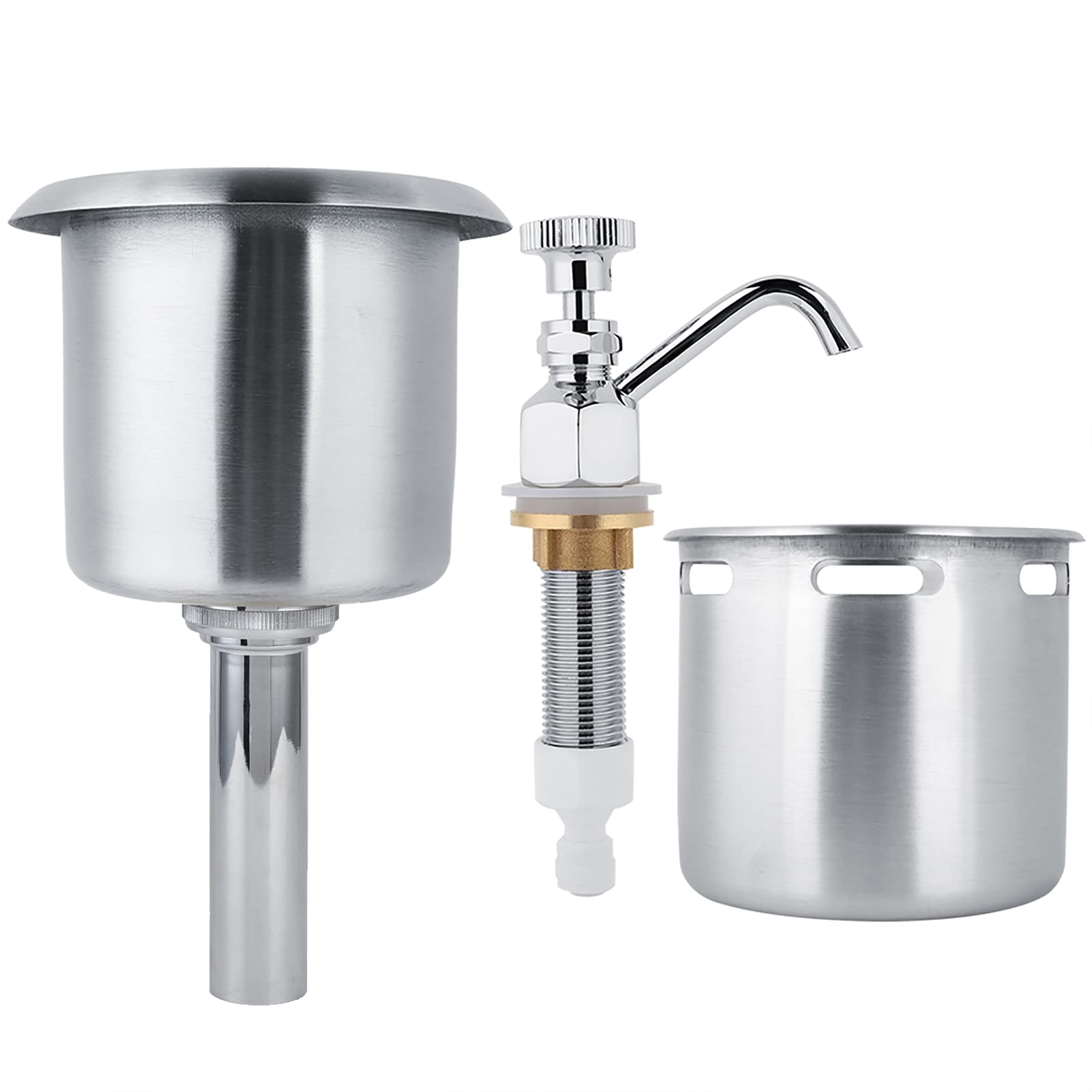 Premium Stainless Steel Coffee Utensil Washing Set - Ice Cream Spoon & Coffee Spoon Cleaner with Faucet Attachment for Coffee Shops | Barista Tools, Cafe Sink Accessories, Commercial Dishwashing Solution