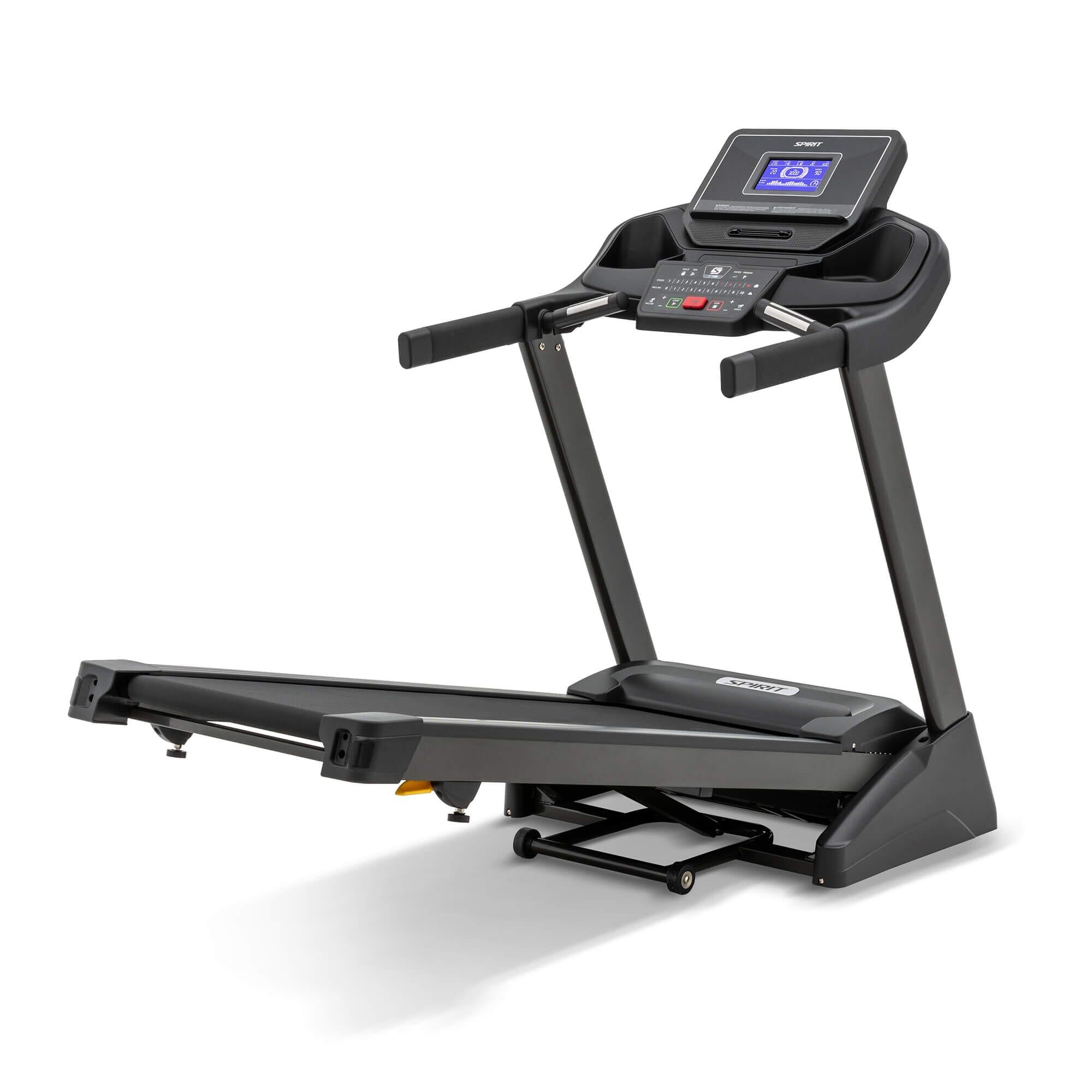 Spirit Fitness XT185 Folding Treadmill for Home Gym - Electric Incline Running Machine with LCD Display & Bluetooth - Perfect for Cardio, Weight Loss & Indoor Workouts