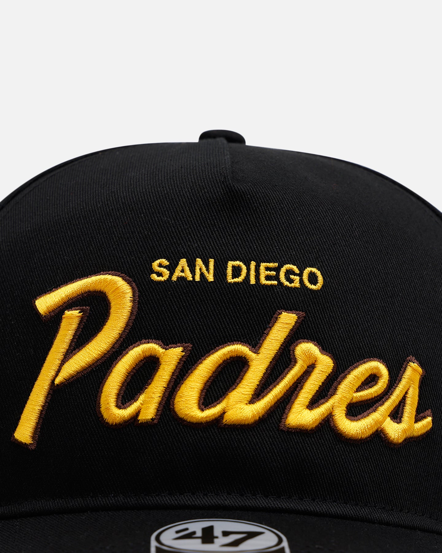 47 Brand San Diego Padres 'Black Dome Script' Snapback Hat - Adjustable Hitch Back Closure - Official MLB Baseball Cap for Men & Women - Perfect for Games, Streetwear & Casual Outfits