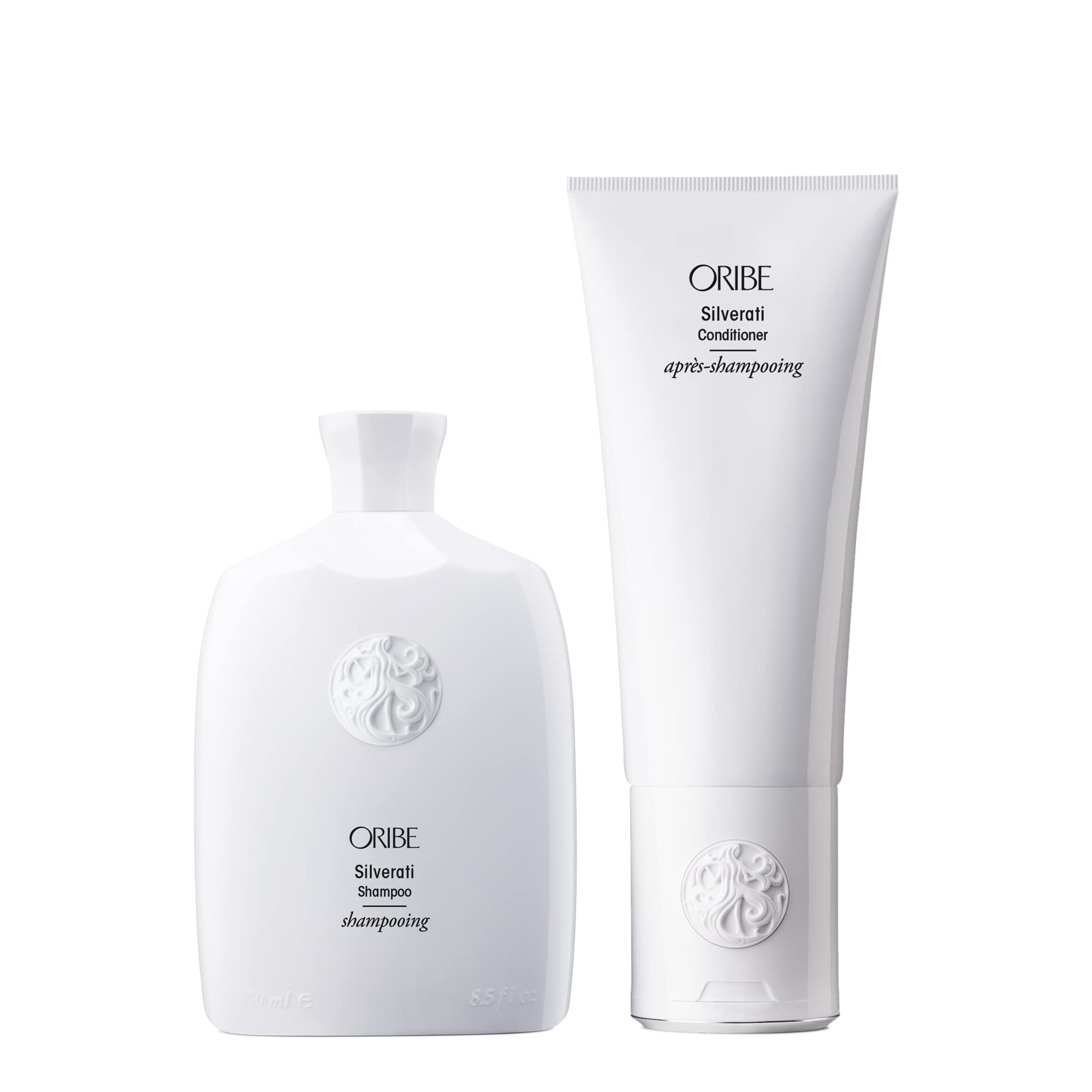 ORIBE Silverati Shampoo and Conditioner Set for Blonde & Gray Hair - Purple Toning Duo to Neutralize Brassiness & Brighten Hair - Salon Quality Hair Care Bundle for Color-Treated & Highlighted Hair - Perfect for Daily Use & Maintaining Vibrant Silver Tones