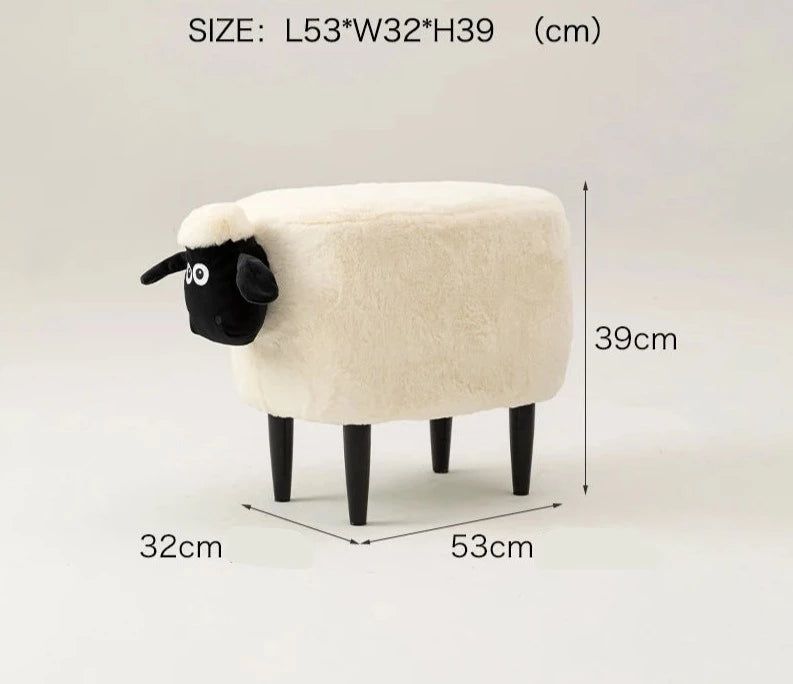 Little Sheep Stool - Modern Minimalist Wooden Footrest for Kids & Nursery Decor | Perfect for Playrooms, Bedrooms & Toddler Reading Nooks