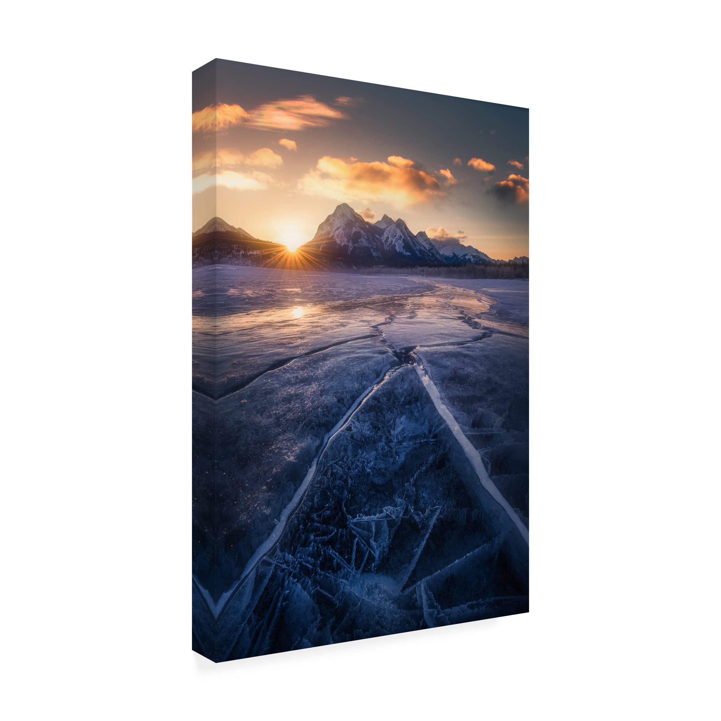 Trademark Fine Art 'Winterscape' Canvas Wall Art by Leah Xu - Stunning Winter Landscape Painting for Living Room, Bedroom & Office Decor