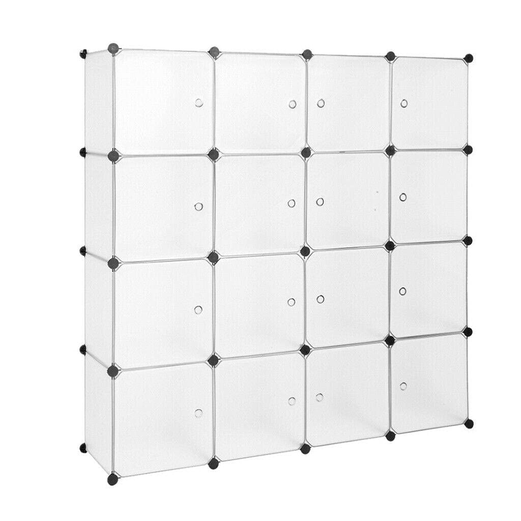 16-Cube Organizer Shelf - Wire Bookcase, Closet Cabinet & Shoe Storage Unit with Drawers | Perfect for Bedroom, Closet, Office & Entryway Organization