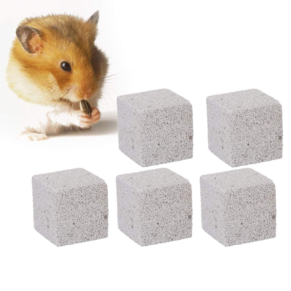 Natural Mineral Stone Chew Toy for Small Pets - 4.5cm Teeth Grinder for Hamster, Rat, Chinchilla & Rabbit (Pack of 5) | Promotes Dental Health & Prevents Overgrown Teeth - Perfect for Cage Enrichment & Stress Relief