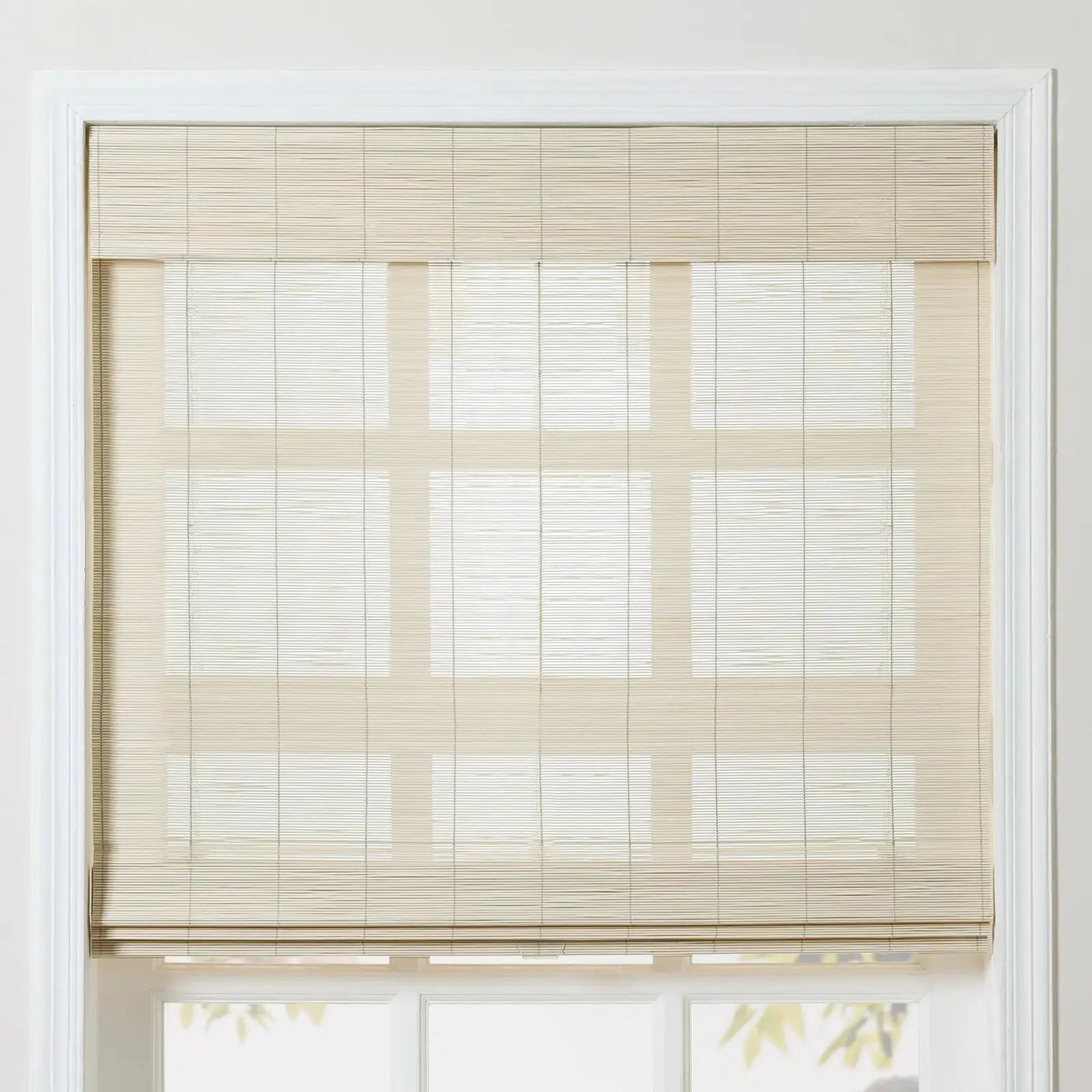 Sybil Bamboo Roman Shade Cord Lift - Natural Wood Window Blinds for Home & Office - Perfect for Living Room, Bedroom, and Kitchen Privacy