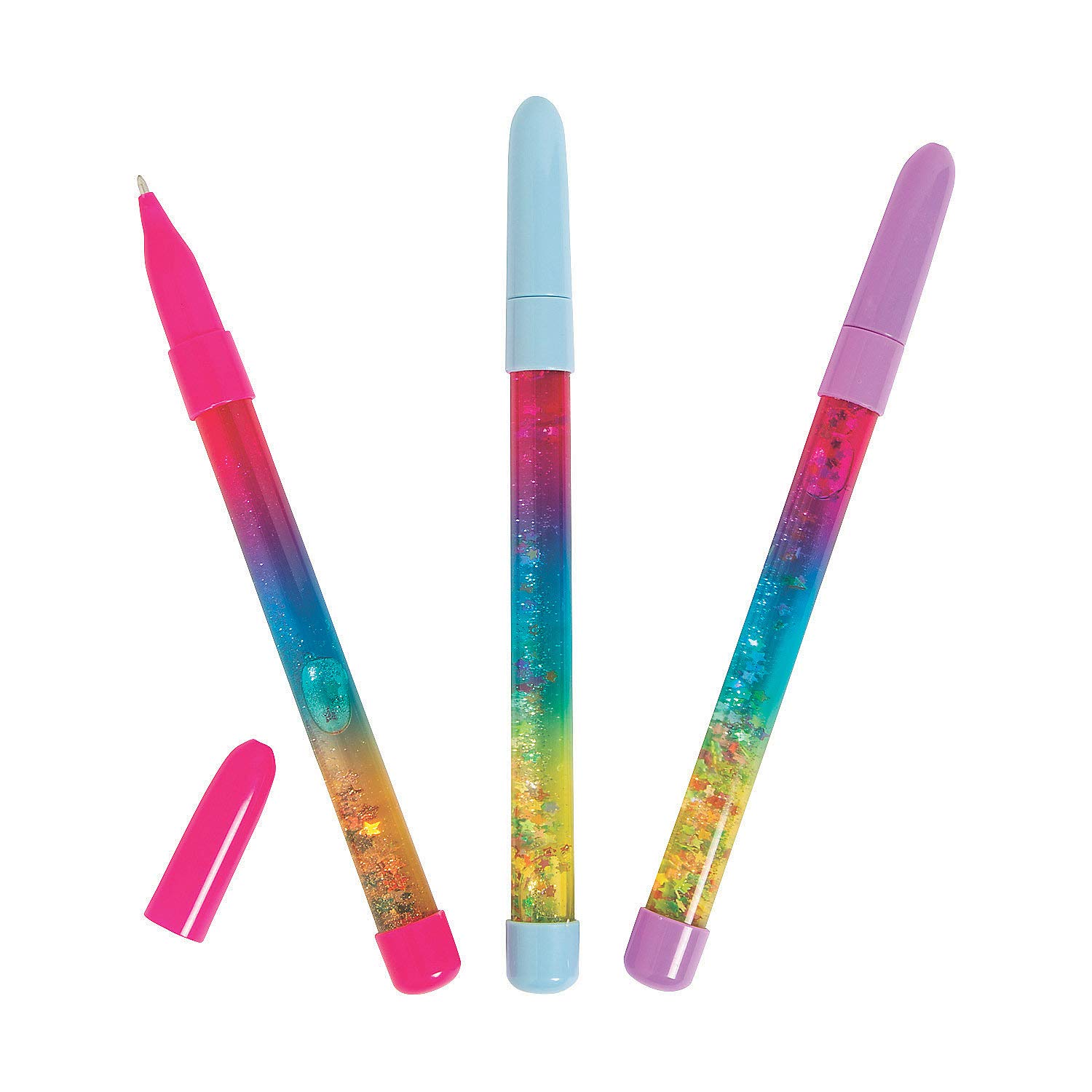 Glitter Confetti Pens - 12 Pack Colorful Sparkle Pens for Journaling, Scrapbooking & Party Favors - Fun Express Stationery Supplies