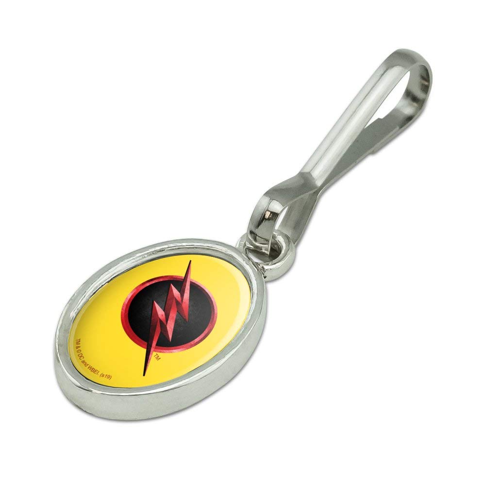 Reverse Flash Logo Antique Oval Charm - The Flash TV Series Inspired Zipper Pull for Clothes, Purse, Suitcase & Backpack Accessories | Perfect for Cosplay, Comic Con & DC Fans Gifts