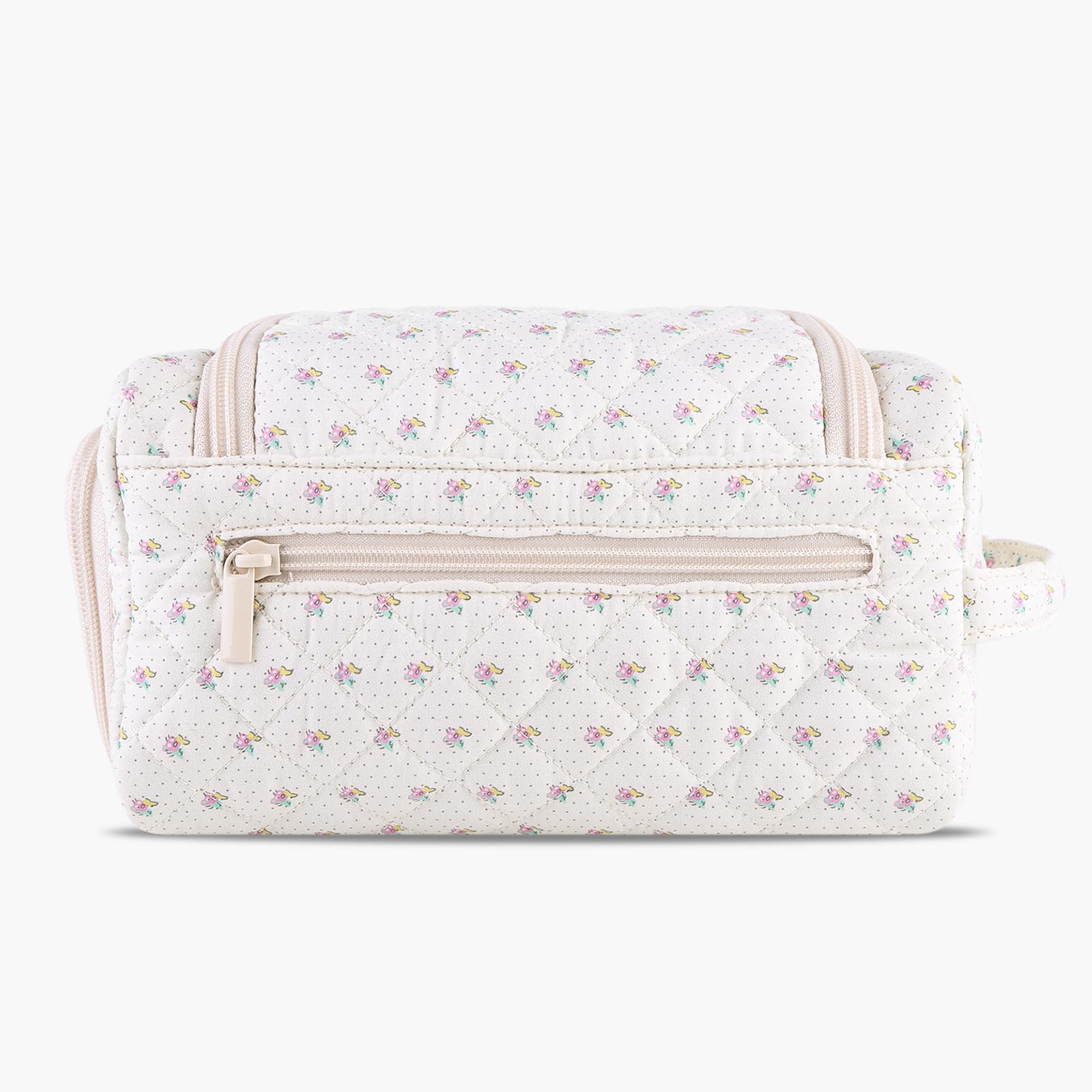 Lushandy Cute Floral Makeup Bag for Women, Large Quilted Puffer Cosmetic Organizer - Coquette Aesthetic Travel Toiletry Bag for Makeup Brushes & Essentials | Perfect for Travel, Gym & Daily Use