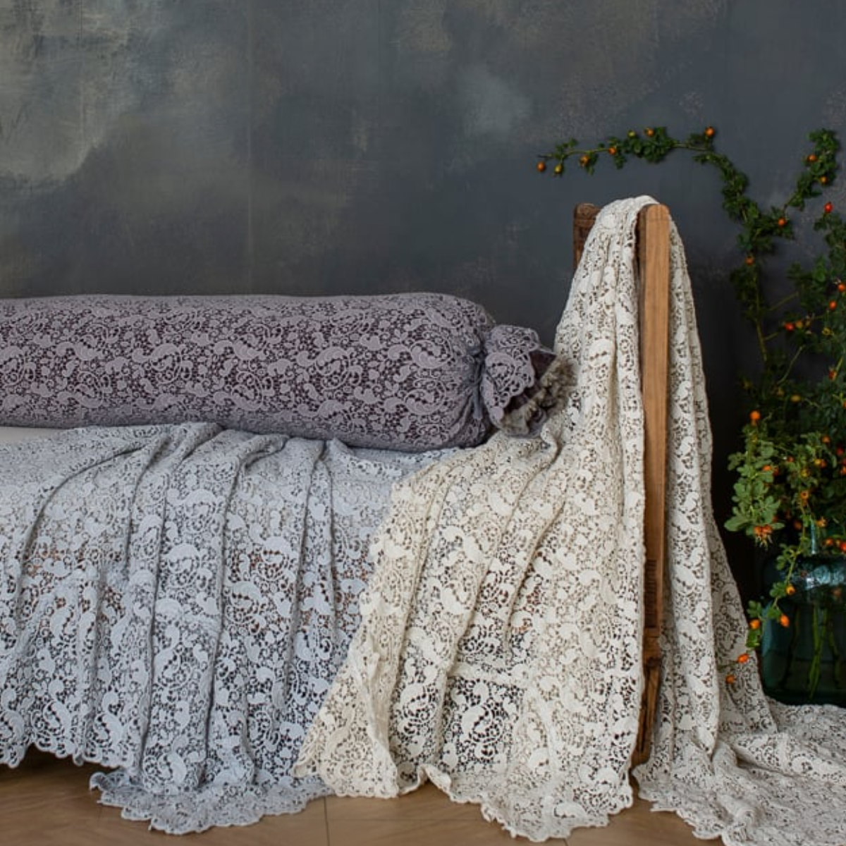 Allora Lace Throw Pillow - Elegant Decorative Cushion Cover for Sofa, Bed, Living Room - Perfect for Home Decor, Wedding Gift & Bohemian Style Interior Design