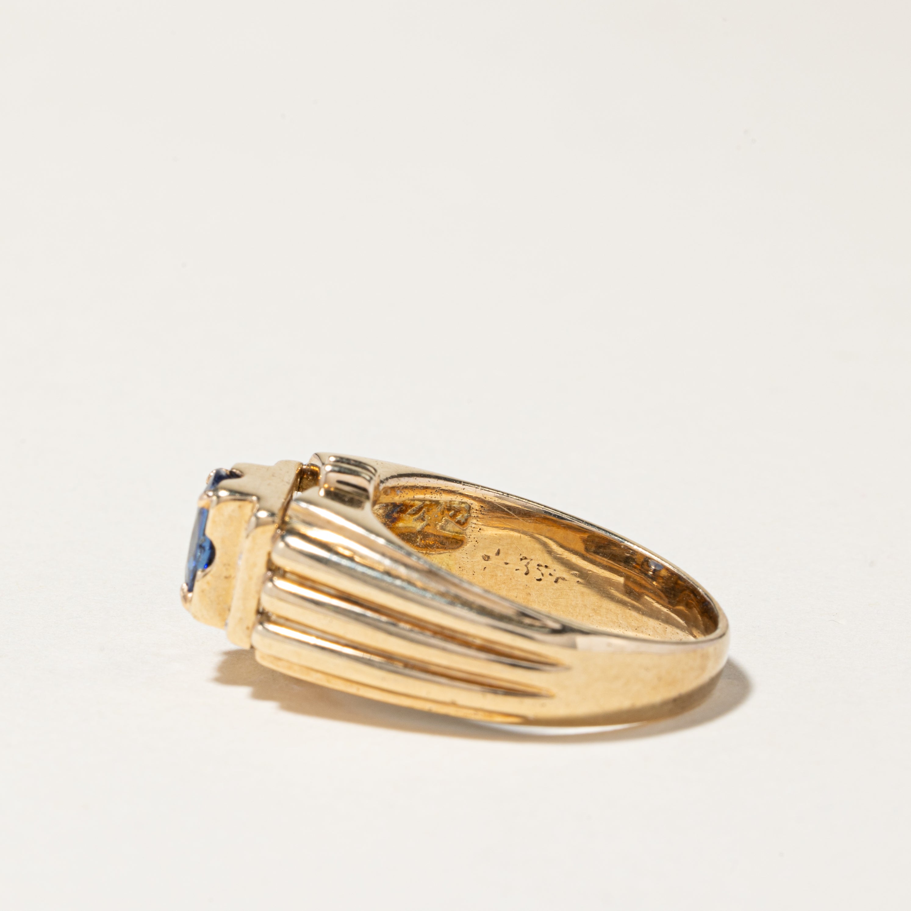 14K Yellow Gold Sapphire and Diamond Cocktail Ring - 1.17ct Sapphire with 0.05ctw Diamonds - Size 8 - Elegant Statement Jewelry for Parties, Weddings & Special Occasions
