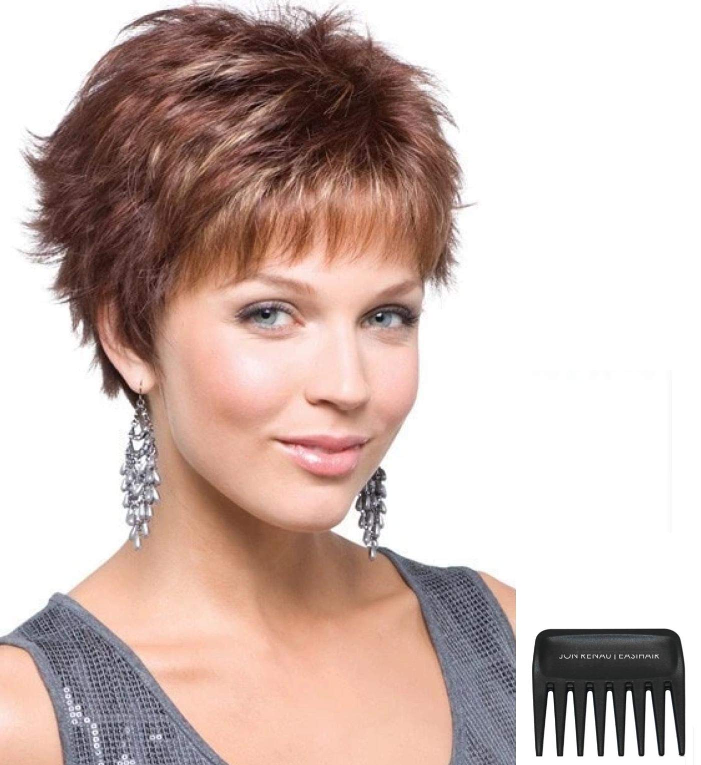 Rene Paris Lizzy Wig Bundle - 3 Piece Set with Christy's Wigs Q&A Booklet & Wide Tooth Comb in Coffee Latte - Perfect for Cosplay, Costume Parties & Hair Styling