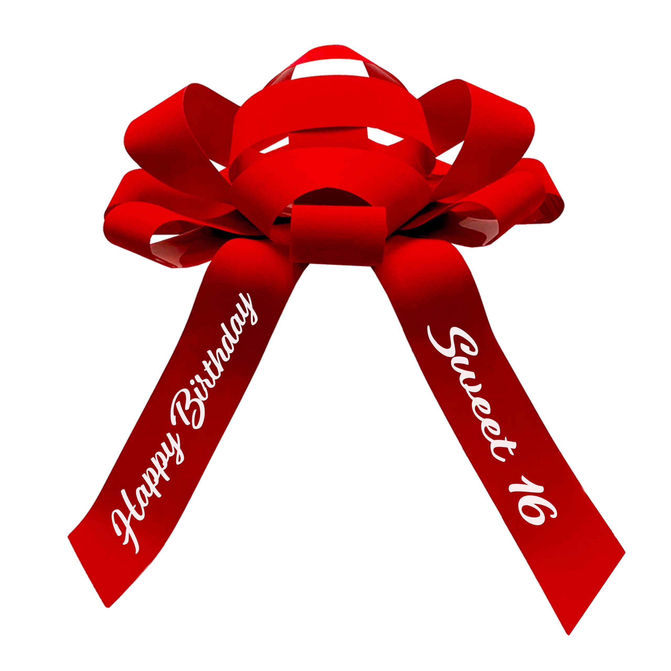 CarBowz Big Car Bow - Giant 30 Inch Red Vinyl Bow for Sweet 16 Birthday Decorations | Non-Scratch Magnetic Car Decoration | Weather Resistant Vehicle Accessory for Birthday Surprises, Graduation & Special Events