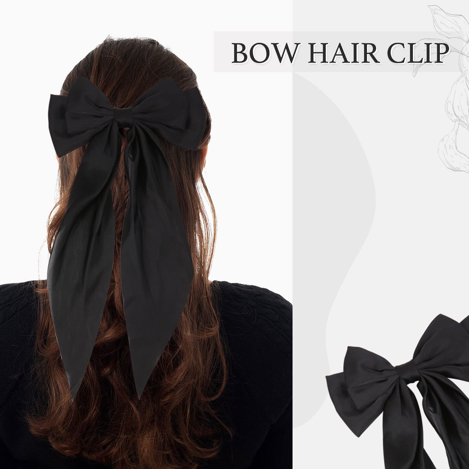 2 PCS Elegant Butterfly Hair Barrettes - Black & Champagne Hair Clips with Ribbons for Women | Perfect for Weddings, Parties & Everyday Styling