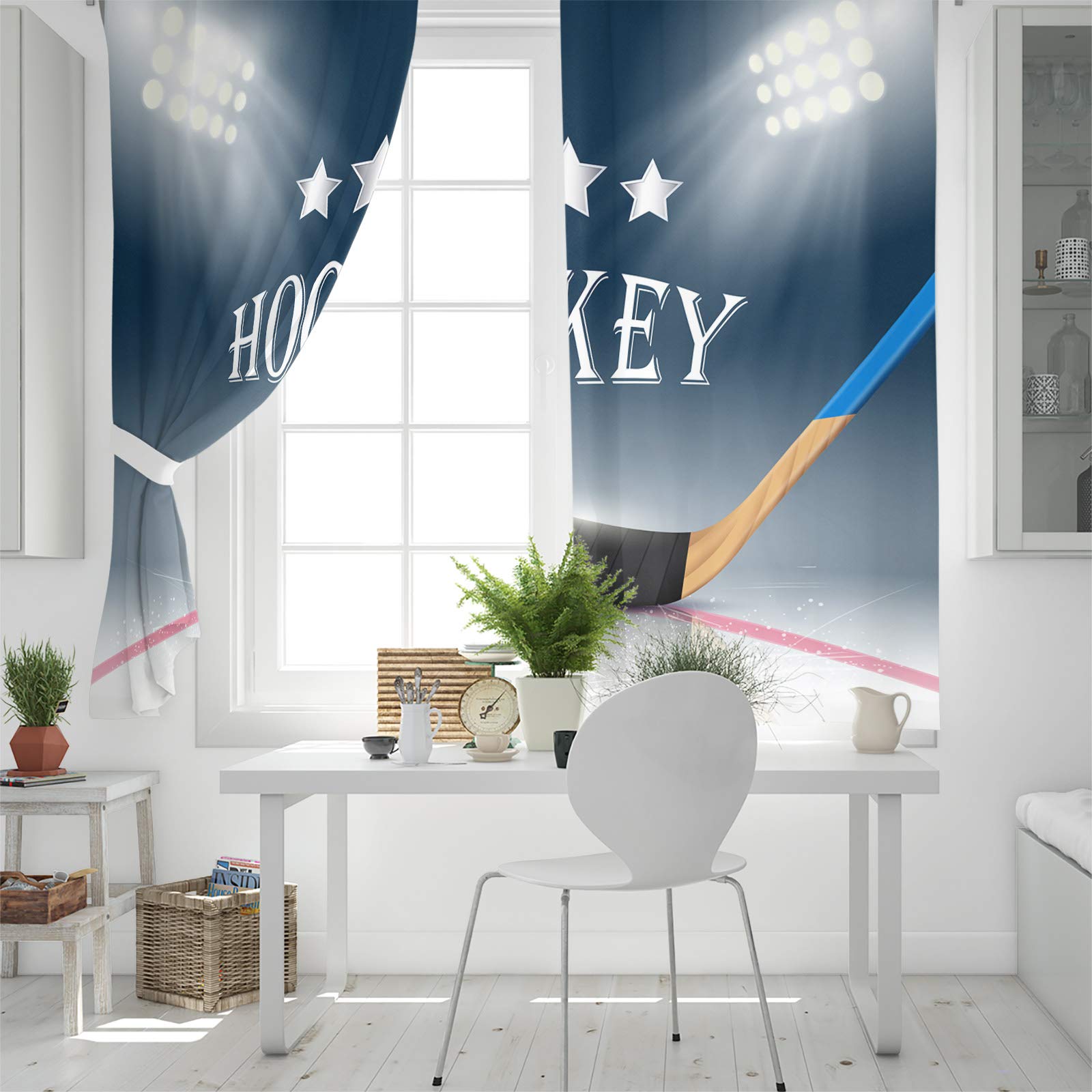 Victories Blackout Curtains 2 Panels - Thermal Insulated Room Darkening Grommet Curtains for Bedroom, Hockey Sports Theme Window Drapes for Patio Door - Perfect for Game Rooms, Sports Bars & Themed Bedrooms