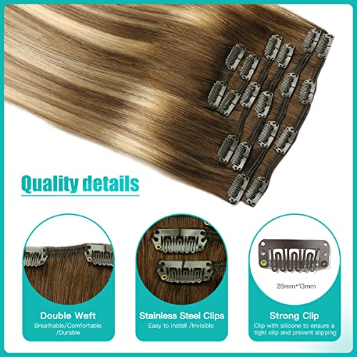 Premium Double Weft Clip-in Human Hair Extensions - 100% Remy Human Hair for Length & Volume | Perfect for Parties, Weddings & Everyday Styling
