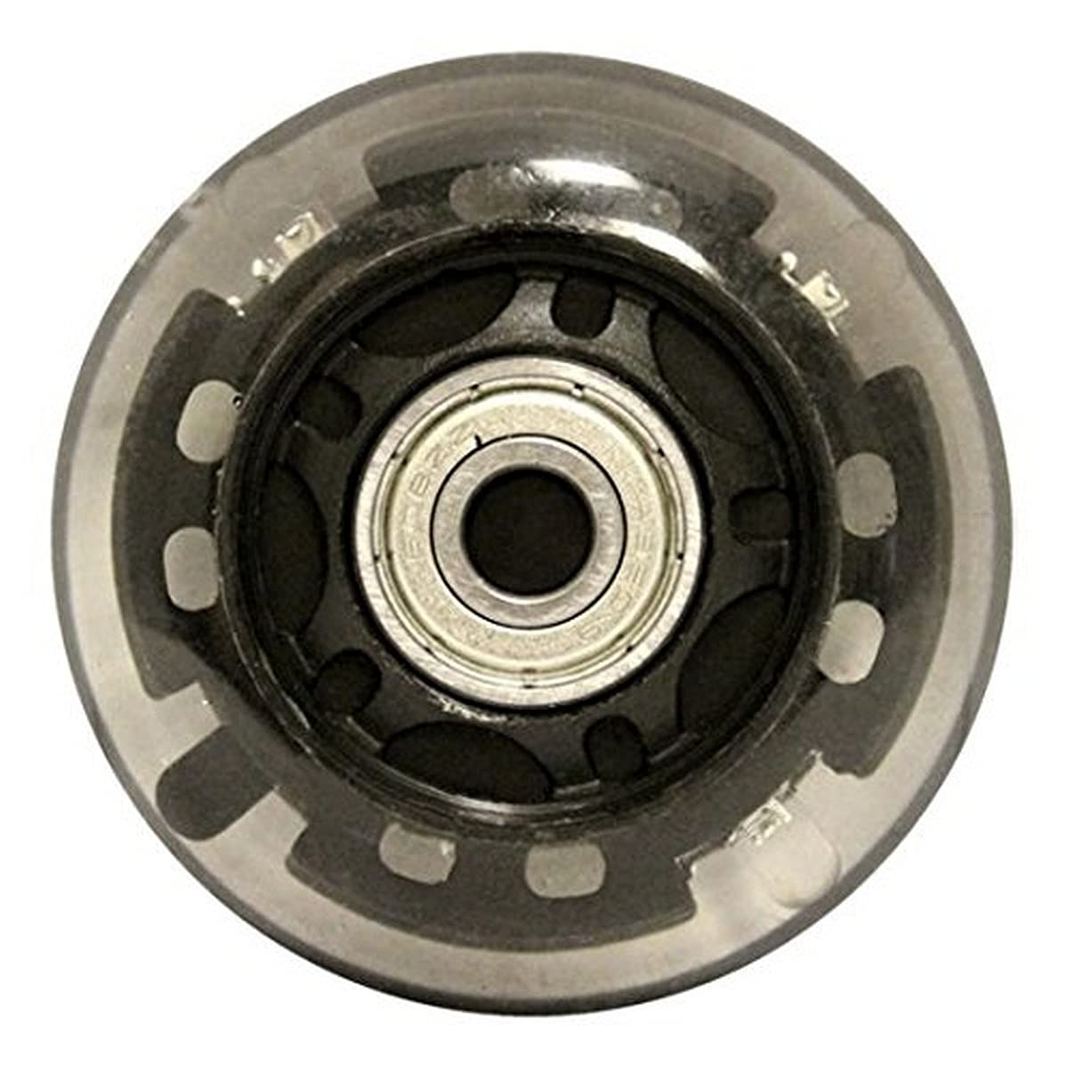 KSS 82A Skate Ripstik Luggage LED Inline Wheels with Bearings (2 Pack) - 64mm Black Wheels for Skateboards, Scooters & Luggage - Smooth Ride & Night Visibility