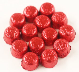 Scott's Cakes Foil Wrapped Solid Milk Chocolate Red Croquettes in White Pail - Perfect for Birthday Gifts, Party Favors & Holiday Treats