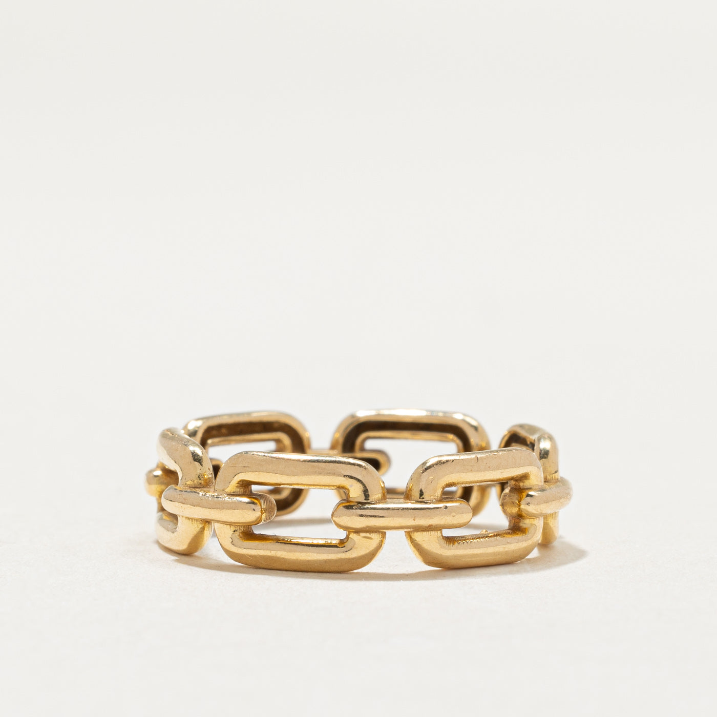 18K Yellow Gold Chain Link Ring for Women - 5.7mm Wide, Size 7.25 - Elegant Stackable Jewelry for Everyday Wear, Gift for Her, Anniversary & Special Occasions