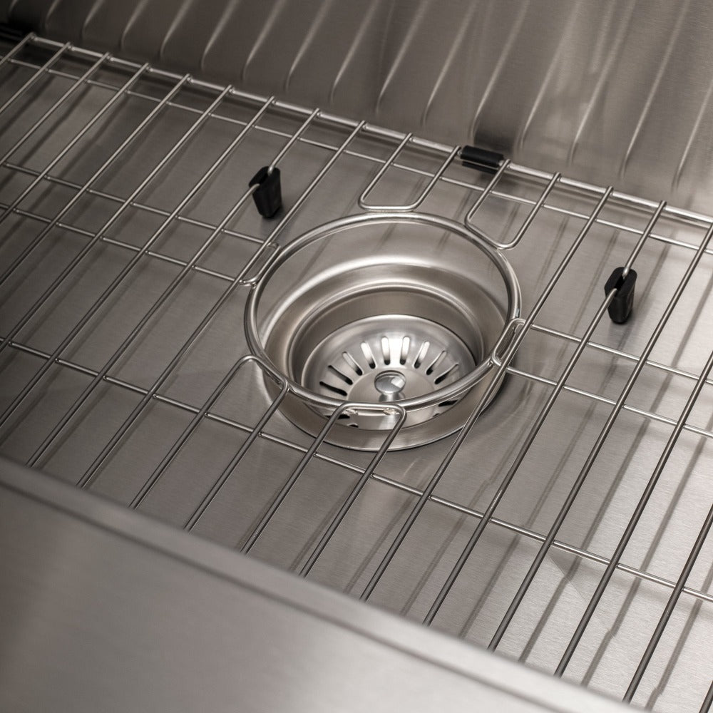 ZLINE Moritz 33-inch Farmhouse Apron Front Stainless Steel Kitchen Sink - Single Bowl Design with Bottom Grid & Accessories (SLSAP 33) - Perfect for Rustic & Modern Farmhouse Kitchens, Renovations & DIY Projects