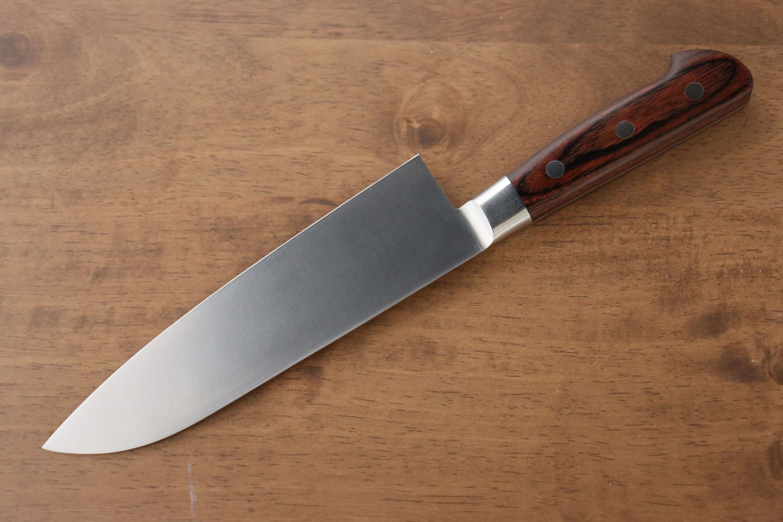 Premium Iseya Molybdenum Santoku Knife 180mm with Mahogany Pakkawood Handle - Japanese Kitchen Knife for Professional Chefs & Home Cooking, Perfect for Slicing, Dicing & Chopping Vegetables, Meat & Fish