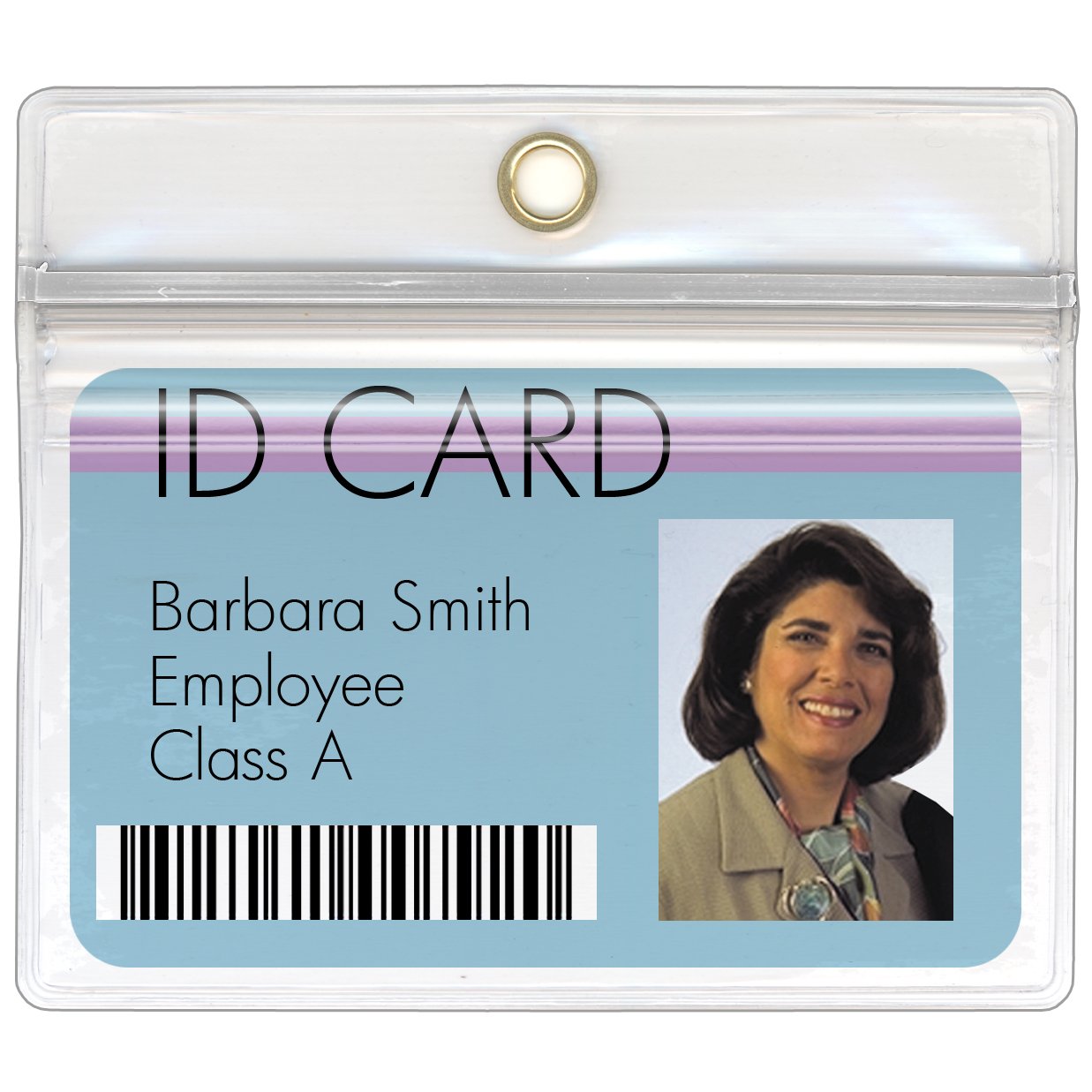 StoreSMART - 50 Pack Clear Plastic ID Badge Holders with Zipper & Metal Grommet - Horizontal Open Design (R1634ZIPL-50) - Perfect for Conferences, Events, and Workplace Identification