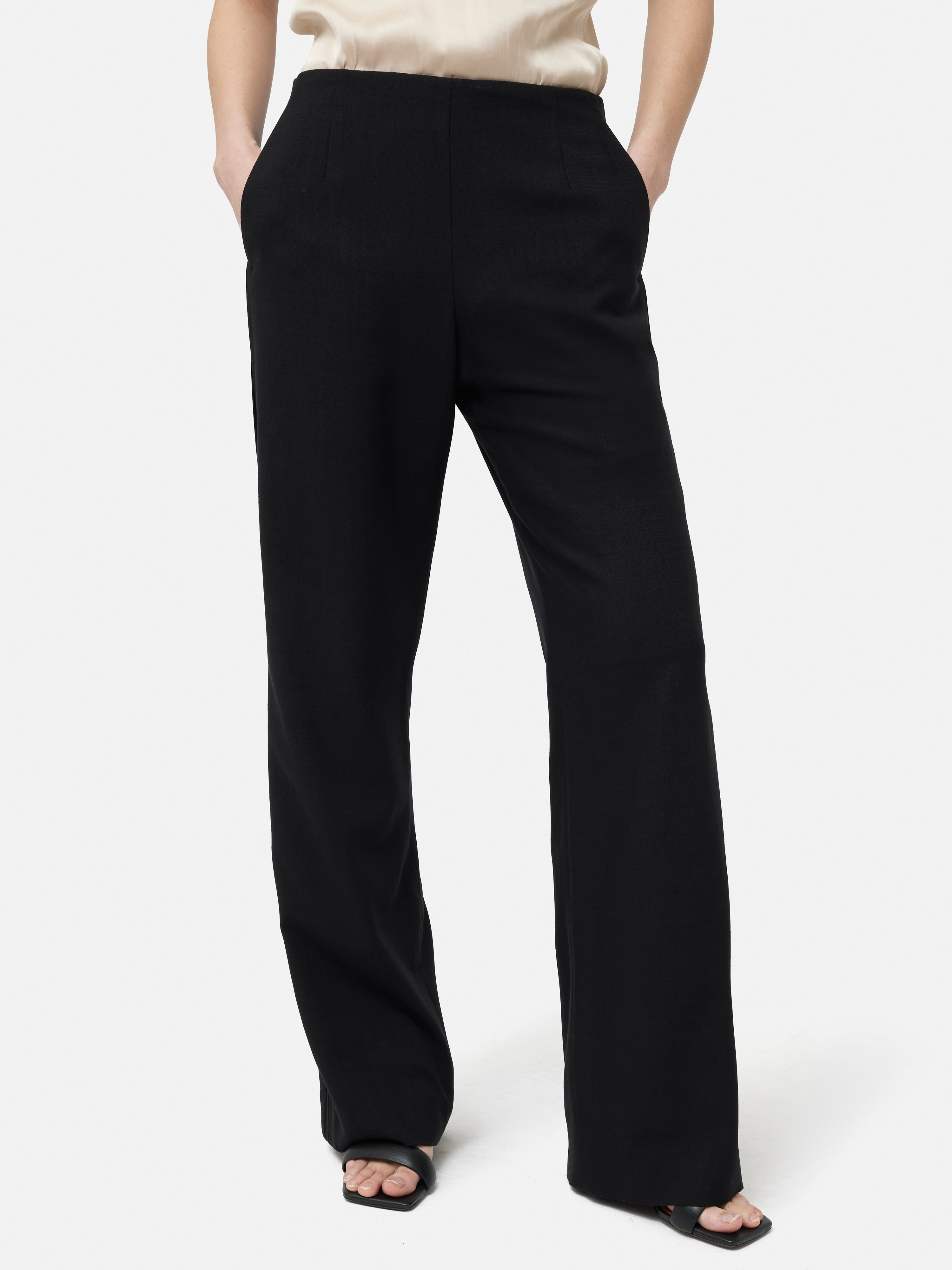 Premium Hopsack Tuxedo Pants for Men - Classic Black Formal Dress Pants for Weddings, Business & Evening Events