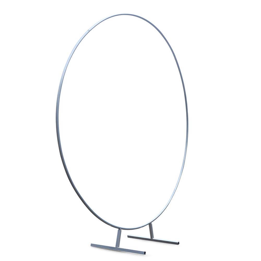 Silver Metal Round Arch Backdrop Stand - 2M Wrought Iron Circle Frame for Wedding Decor, Party Props, Photography & Artificial Flower Display - Perfect for Wedding Aisle, Garden Ceremony & Photo Booth Backdrop