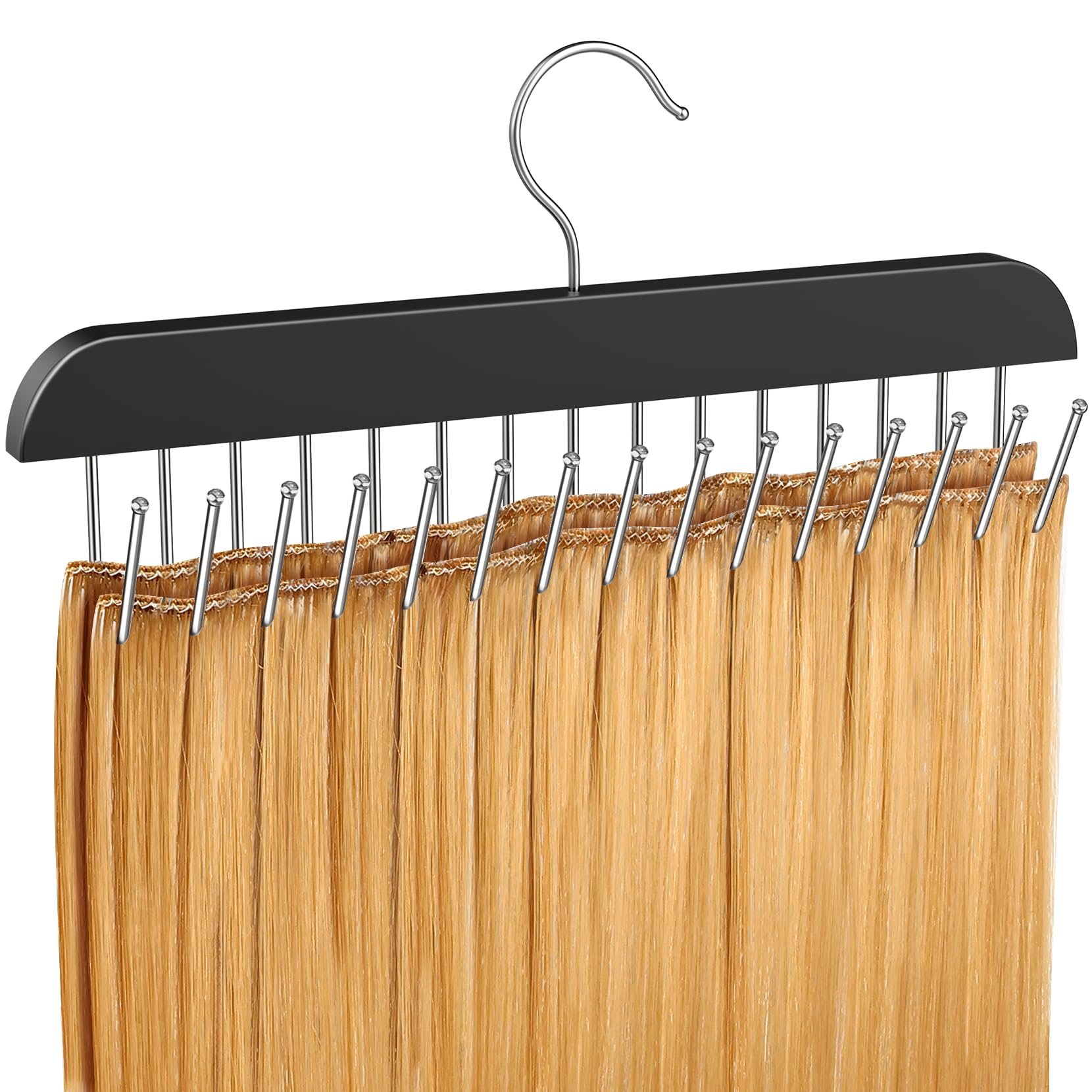 Premium Hair Extension Holder & Hanger - Extra Wide Weft Hair Rack for Styling, Air-Drying & Coloring - Perfect for Salon, Barber Shop & Home Use (Black, 1 Pack) | Organize & Store Hair Extensions, Braids & Weaves Safely