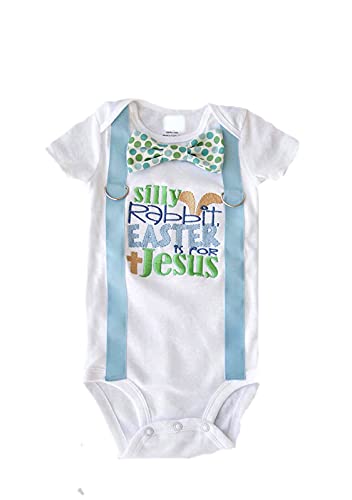 Baby Boy's First Easter Bodysuit - Cute 'Silly Rabbit, Easter is for Jesus' Outfit for Newborns & Infants | Perfect for Easter Sunday, Church, Family Photos & Holiday Celebrations