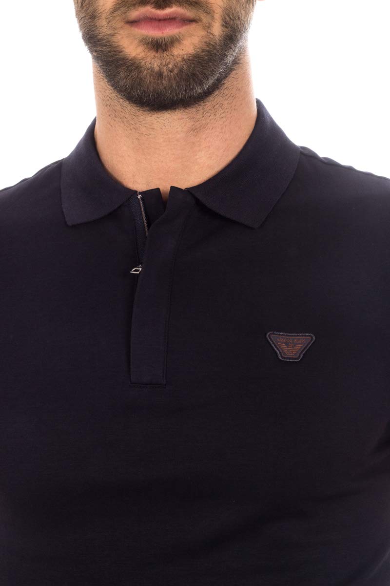 Armani Jeans Men's Solid Blue Polo Shirt Size L - Classic Casual Wear for Business & Weekend Outings