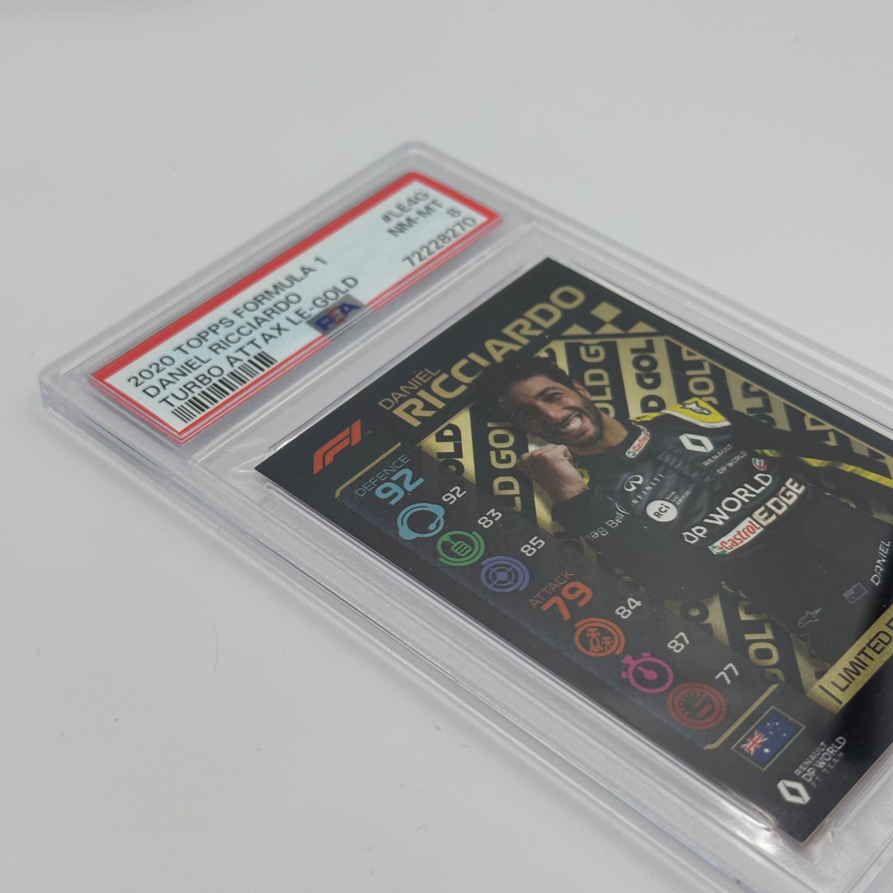 PSA 8 Graded DANIEL RICCIARDO #LE4G Limited Edition Gold Trading Card - Perfect for F1 Collectors, Sports Memorabilia Enthusiasts & Investment Portfolio